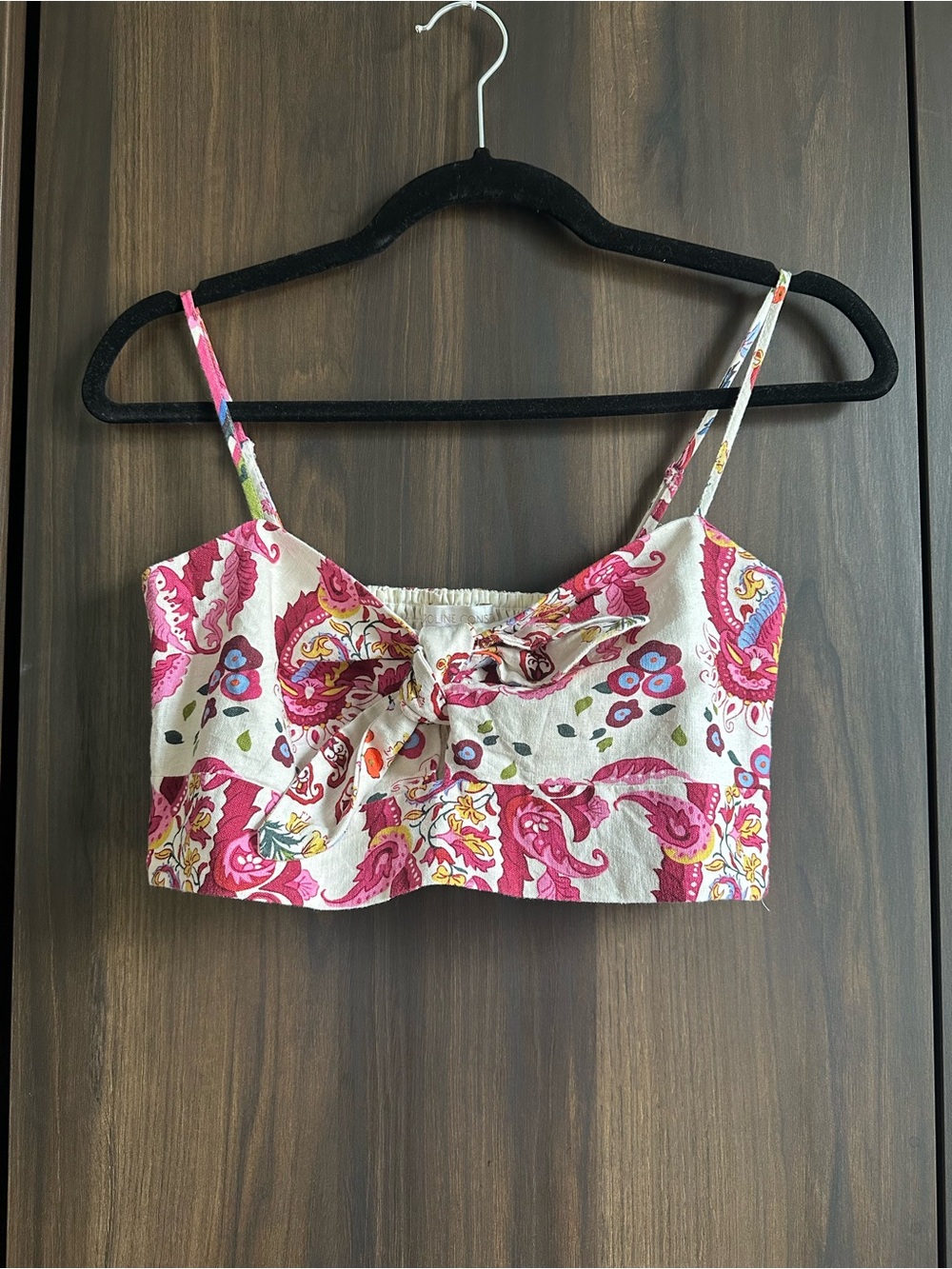 NWOT Caroline Constas Tie-Front  linen Crop Top (S)